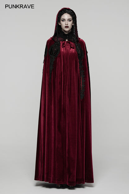 Punk Rave Seraphiel Goth Velvet Cloak – Red