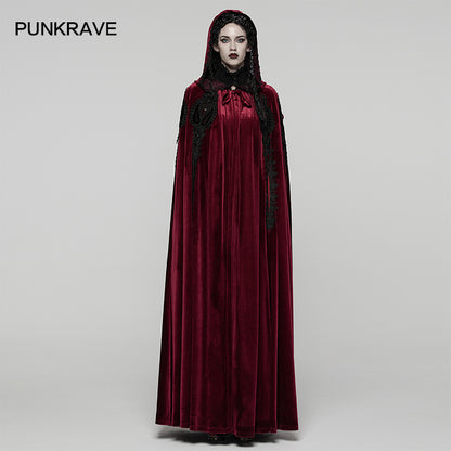 Punk Rave Seraphiel Goth Velvet Cloak – Red
