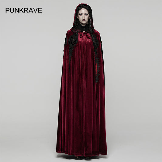 Punk Rave Seraphiel Goth Velvet Cloak – Red