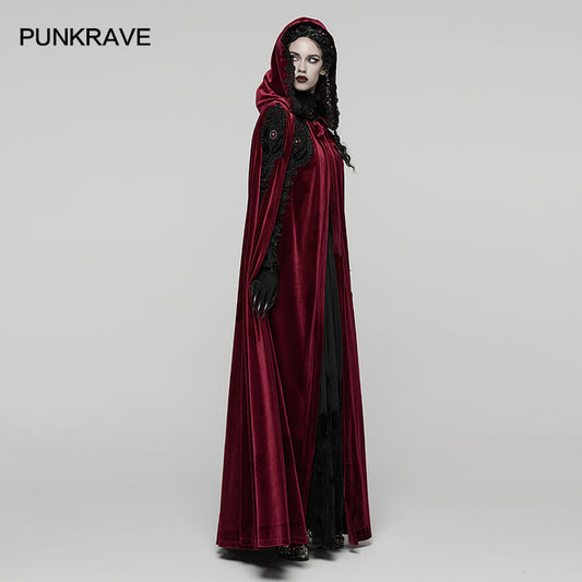 Punk Rave Seraphiel Goth Velvet Cloak – Red