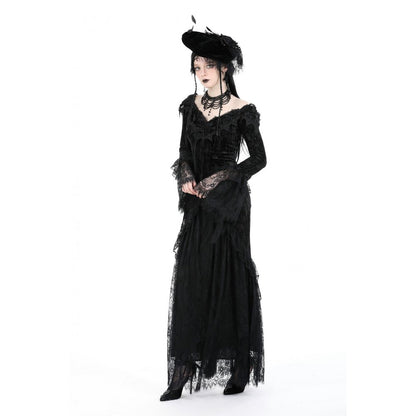 Dark In Love Zathura Off The Shoulder Lace Maxi Dress - Kate's Clothing