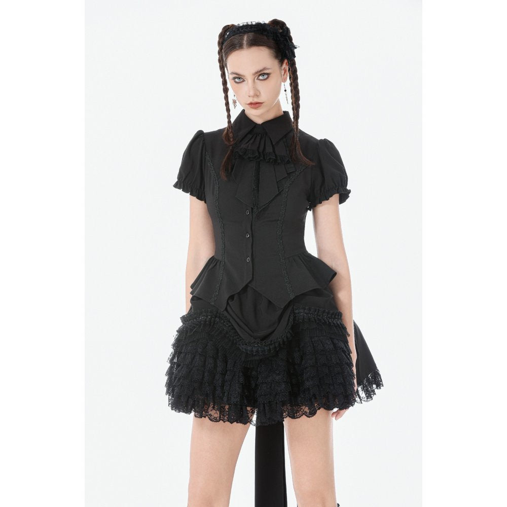 Dark in Love Gothic Lace Waist-Shaping Blouse
