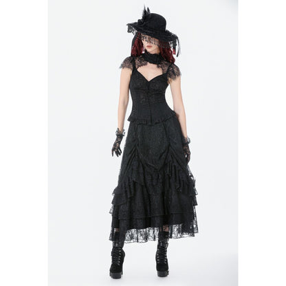Dark in Love Vintage Gothic Lace Layered Maxi Skirt