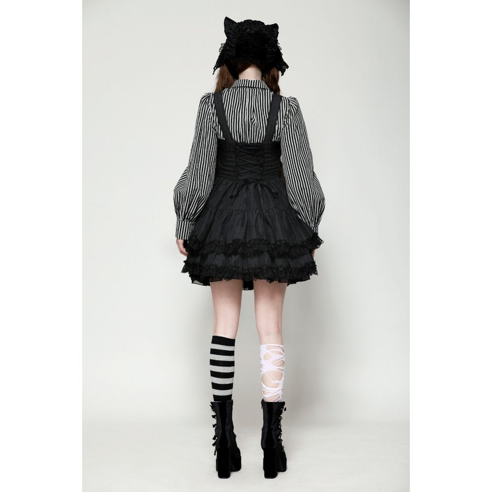 Dark in Love Anita Striped Brocade Mini Dress - Kate's Clothing