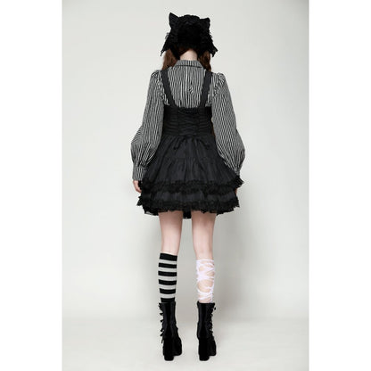 Dark in Love Anita Striped Brocade Mini Dress - Kate's Clothing