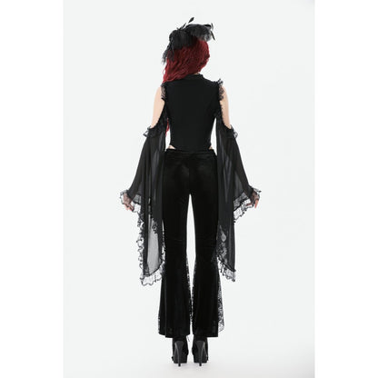 Velvet flare trousers styled with corset