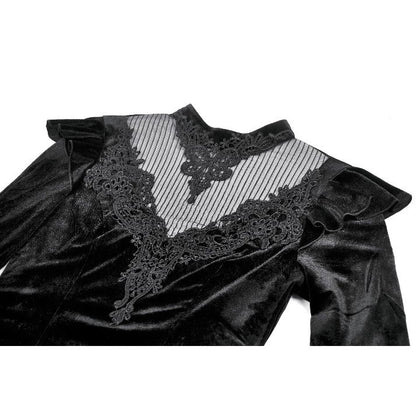 Dark in Love Gothic Velvet Lace High-Neck Top