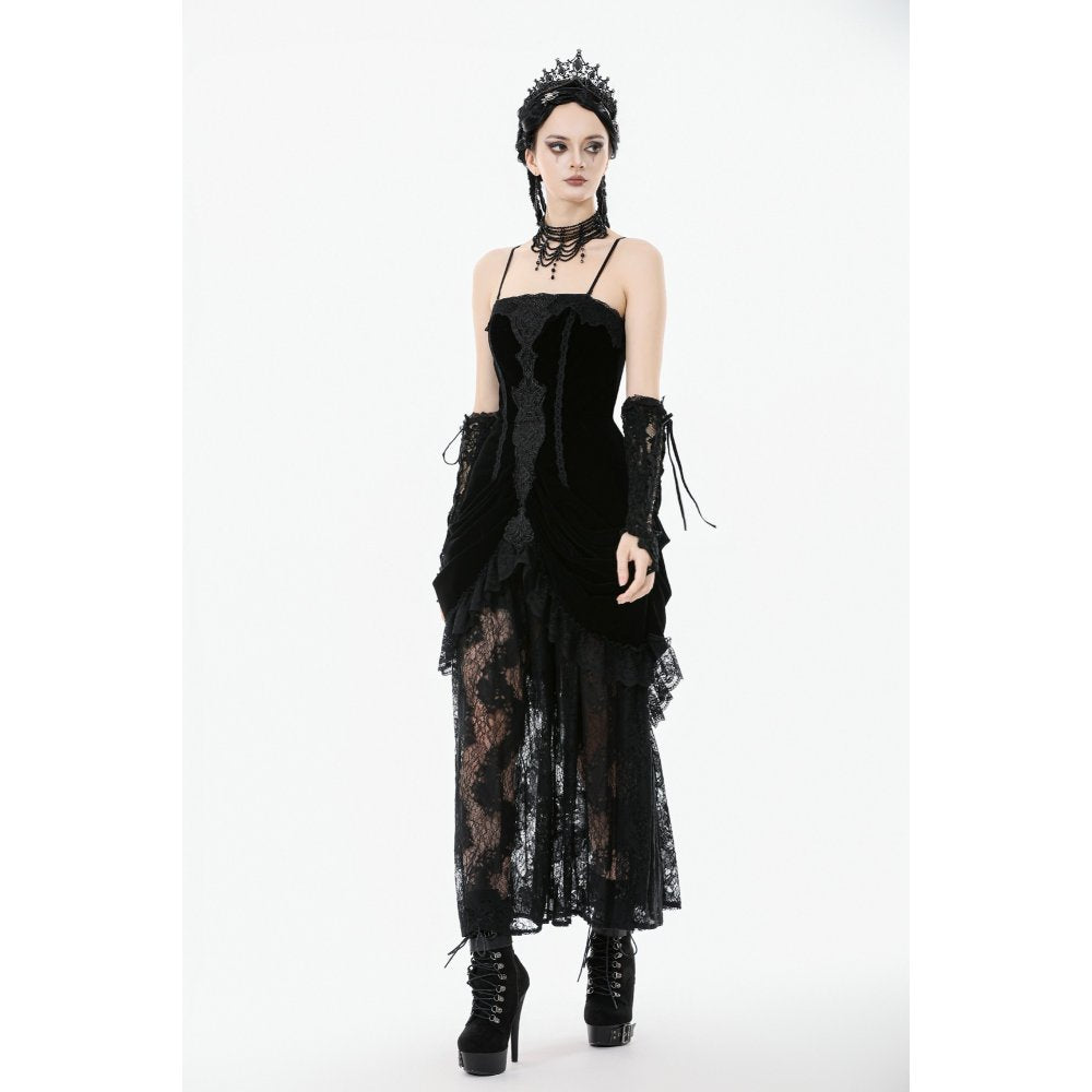 Dark in Love Vampiress Royal Velvet and Lace Maxi Dress