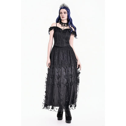 Dark in Love Floral Applique Lace Maxi Skirt