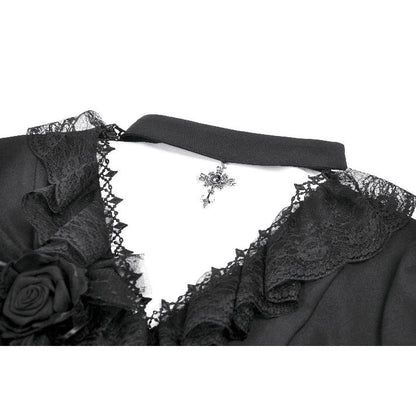 Dark in Love Courtly Cross Gem Gothic Blouse