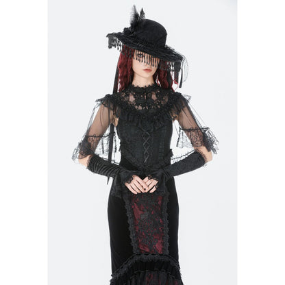 Dark in Love Morwenna Gothic Lace Ruffle Capelet