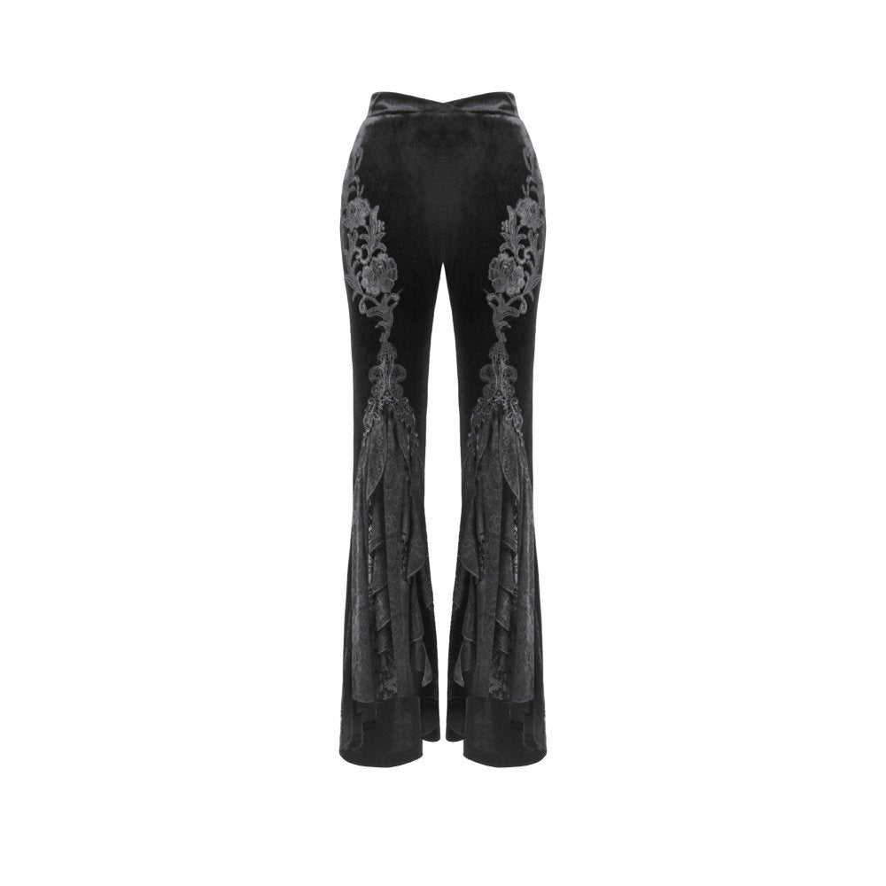 Elegant black velvet gothic trousers for alt fashion
