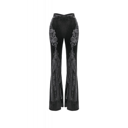 Elegant black velvet gothic trousers for alt fashion
