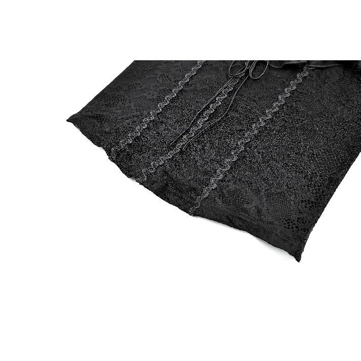 Dark in Love Nocturne Ruffled Lace Cold-Shoulder Top