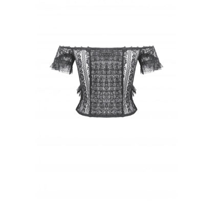 Dark in Love Ophelia Lace Off-Shoulder Gothic Bodysuit in Black