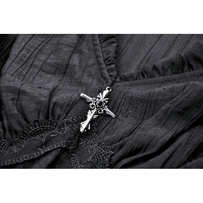 Dark in Love Constance V-neck Bell Sleeve Top with Cross Pendant - Kate's Clothing