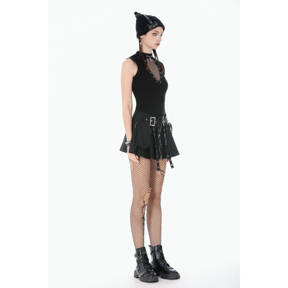 Dark in Love Punk Coffin Mesh Panel Top