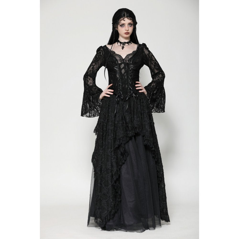 Dark in Love Tamsin Gothic Lace V-neck Top - Kate's Clothing