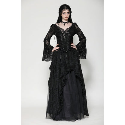 Dark in Love Tamsin Gothic Lace V-neck Top - Kate's Clothing