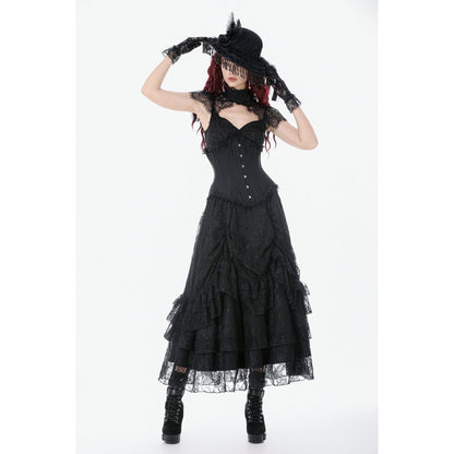Dark in Love Vintage Gothic Lace Layered Maxi Skirt