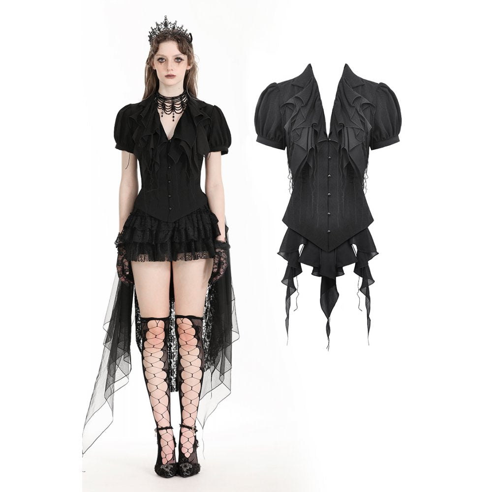 Dark in Love Vanetta Ruffled Puff Sleeve Shirt - Kate's Clothing