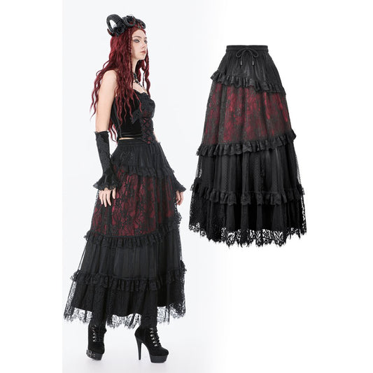 Dark in Love Dark Spliced Lace Maxi Skirt