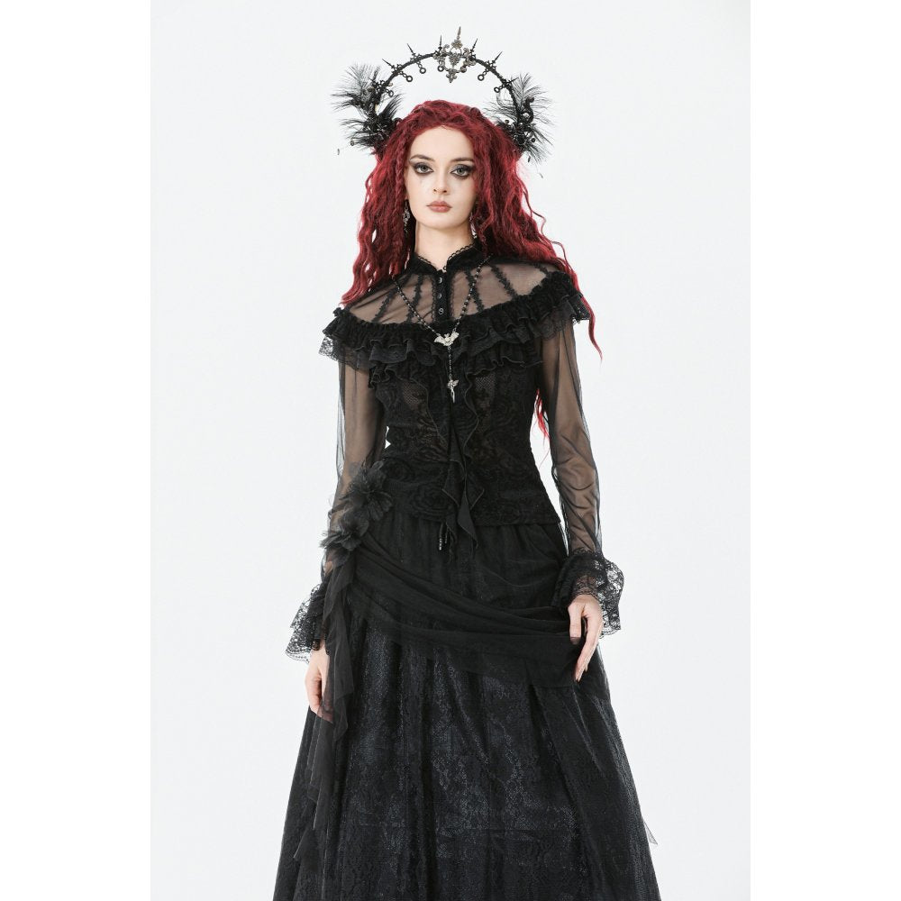 Model in dramatic Victorian-style pose
