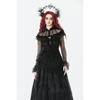 Model in dramatic Victorian-style pose