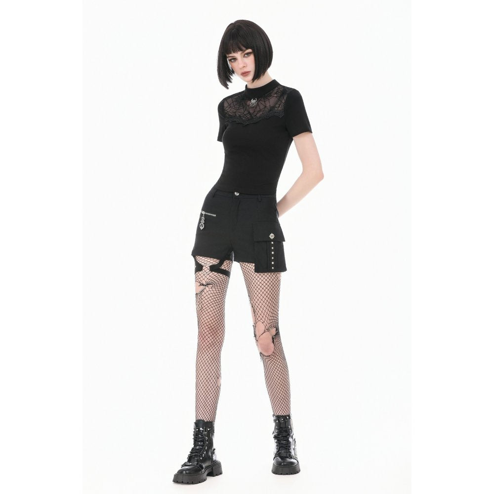 Dark in Love Spiderweb Mesh Short Sleeve Top