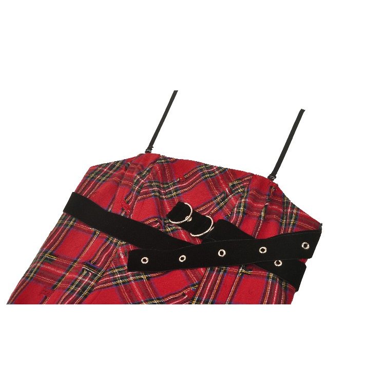 Dark in Love Annika Distressed Red Tartan Dress - Kate's Clothing