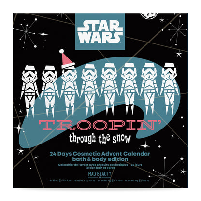 Front of the Star Wars Troopin advent calendar box, stormtroopers marching artwork