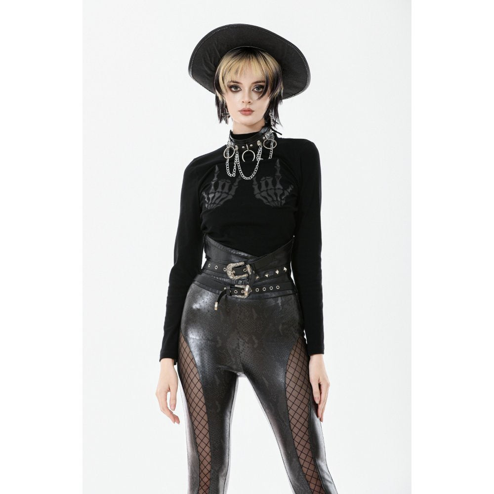 Punk Rave mesh top with spooky hand prints