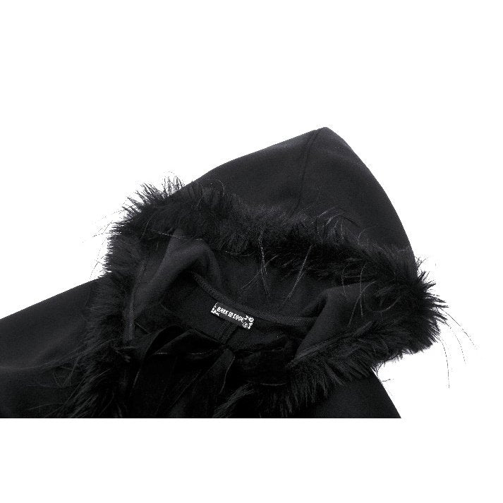 Dark in Love Francine Cloak with Faux Fur Trim and Oversized Hood - Kate's Clothing