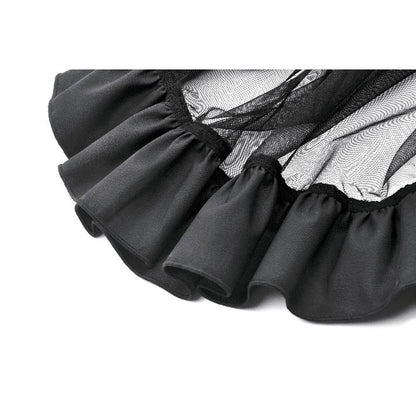 Dark in Love Belladonna Mesh Buckled Goth Skirt in Black