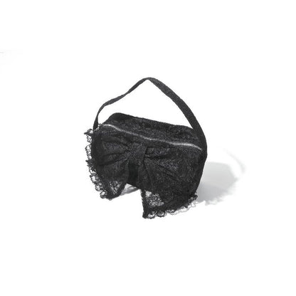 Dark In Love Victoria Black Lace Bow Mini Handbag