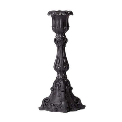 Alchemy Gothic baroque black candlestick gothic ornate candle holder front view