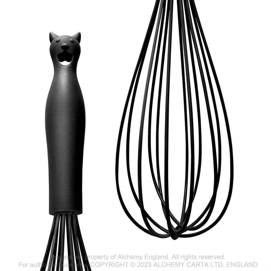 Alchemy Gothic black cat silicone whisk gothic kitchen utensil with cat handle design