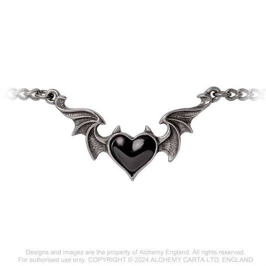 Alchemy Gothic Blacksoul pewter bracelet black demon heart with devil horns gothic jewellery