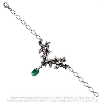 Alchemy Gothic Churchyard bracelet flat view pewter ivy leaf gothic bracelet