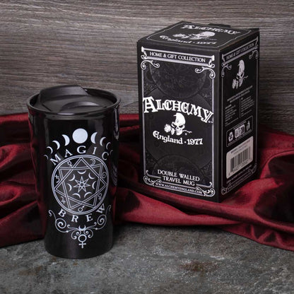Alchemy Gothic Magic Brew ceramic travel mug with packaging gothic home and gift mug