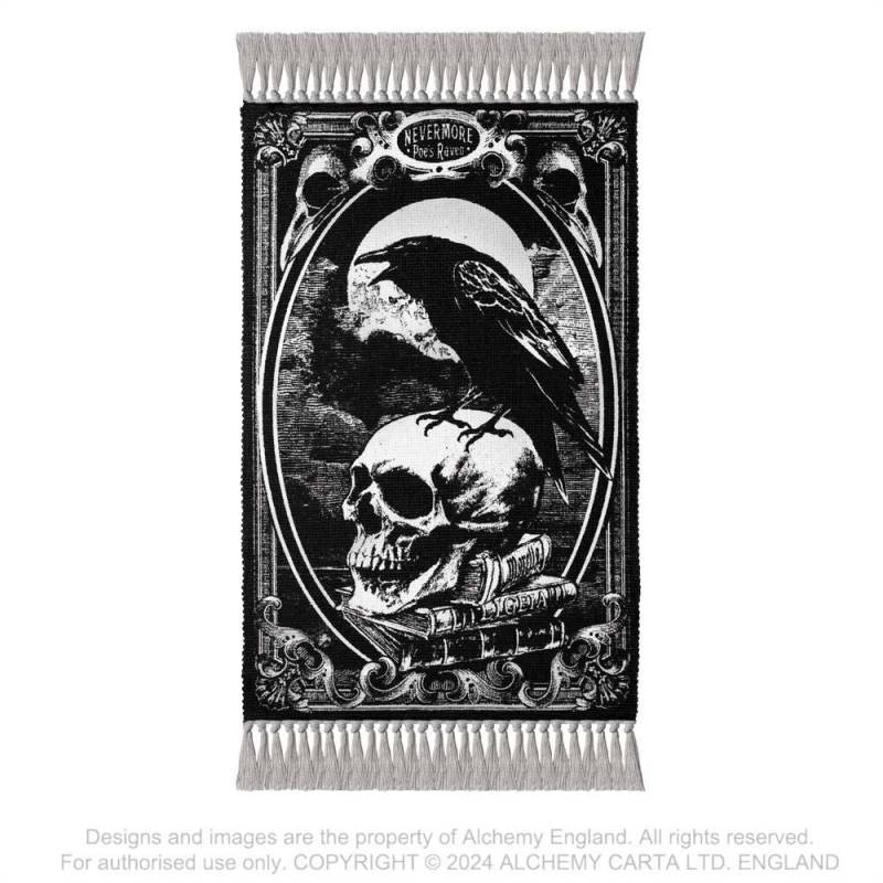 Alchemy Gothic Poe's Raven rug Edgar Allan Poe inspired gothic raven skull tapestry rug