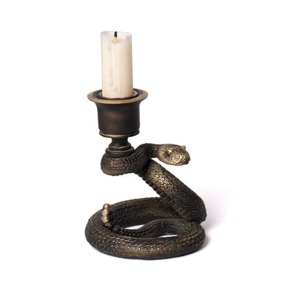 Alchemy Gothic snake candle holder gothic resin candlestick with antique gold detail