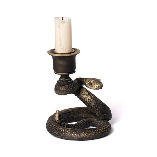 Alchemy Gothic snake candle holder gothic resin candlestick with antique gold detail