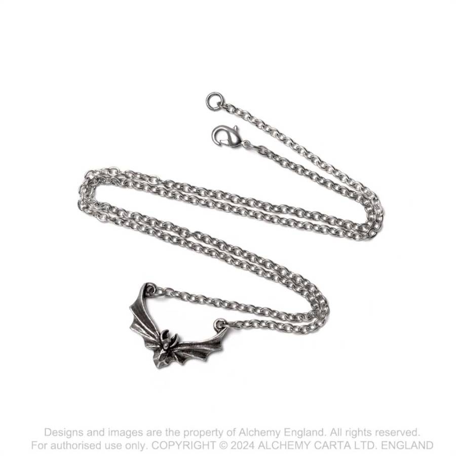 Alchemy Gothic The Attic bat pendant necklace chain and clasp detail gothic jewellery