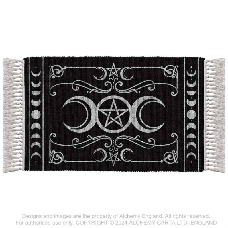 Alchemy Gothic triple moon rug pagan moon phases design gothic tapestry rug