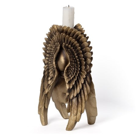 Alchemy Gothic – Angel Wing Candle Holder Antique Gold Celestial Gothic Decor