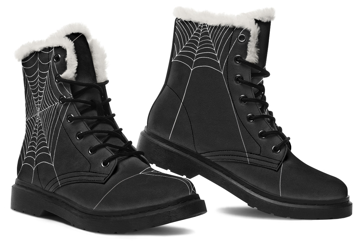 ANTIBrand Caught Up In Your Web fleece-lined combat boots with spiderweb print