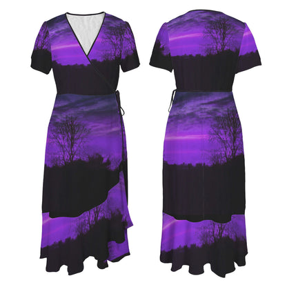 ANTIBrand 1999 Wrap Dress with purple dusk artwork
