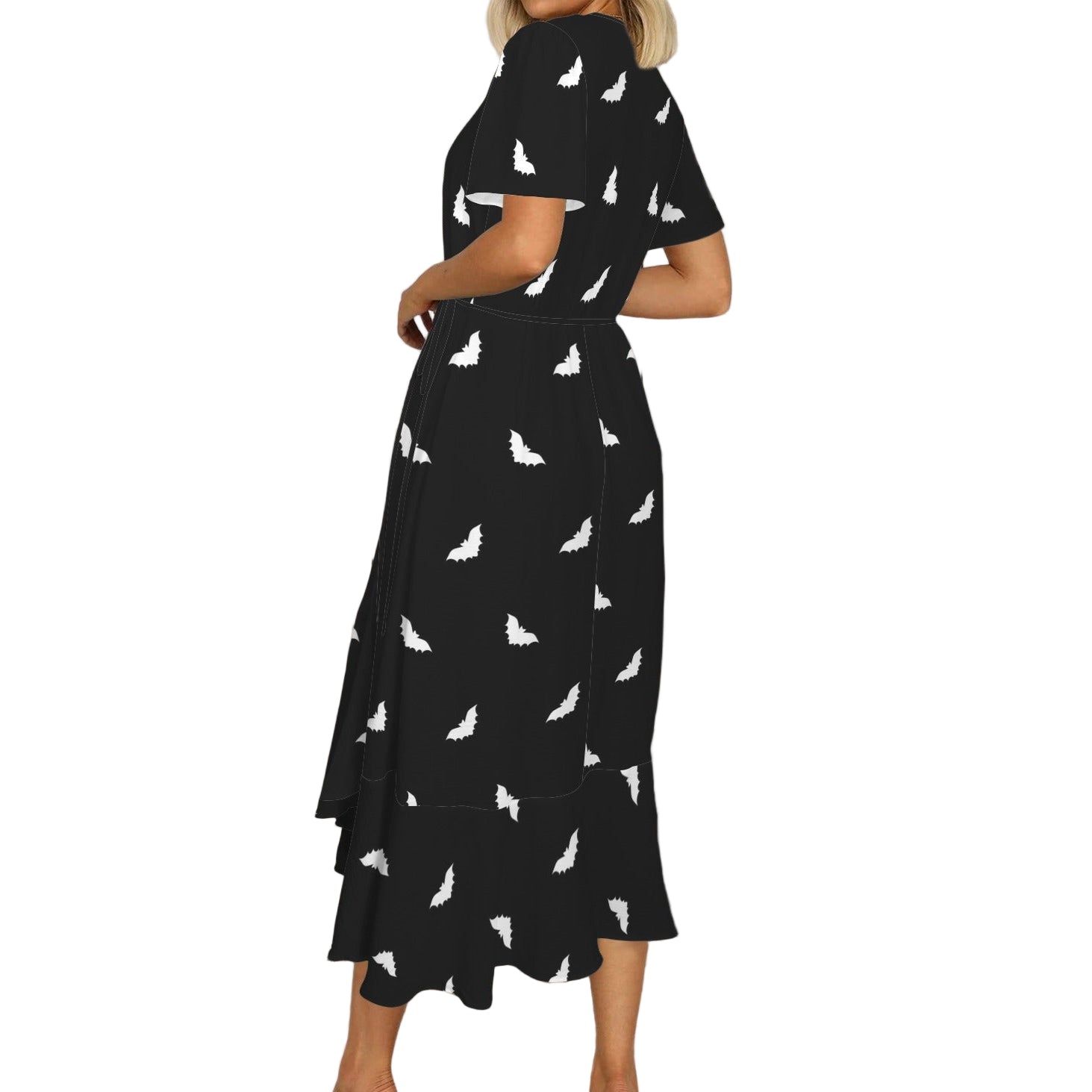 Bats on Repeat Goth Wrap Dress