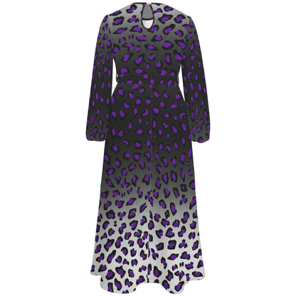 Dress with purple leopard print on a white background